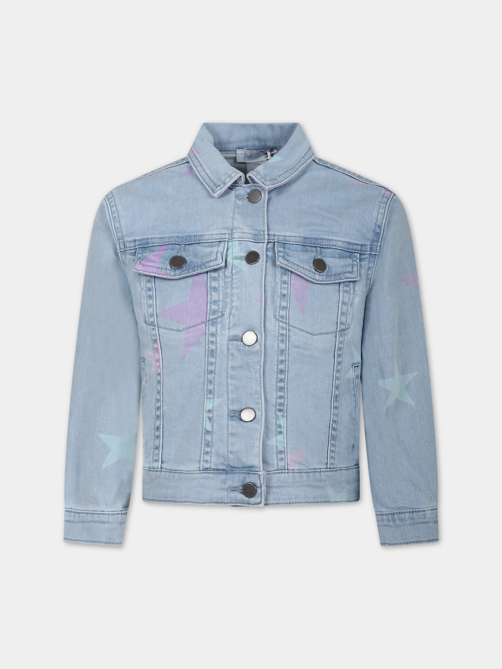 Giubbotto in denim per bambina con stelle all-over